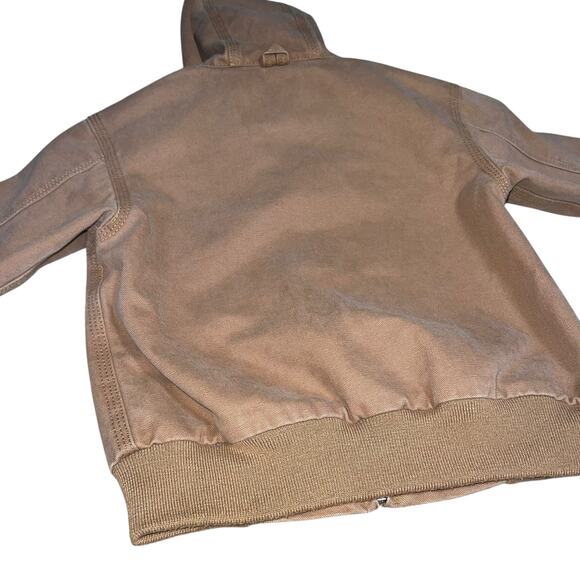 Vintage Walls Kids Hooded Canvas Jacket Brown Duck Work Coat Red Lining large - Picture 7 of 11